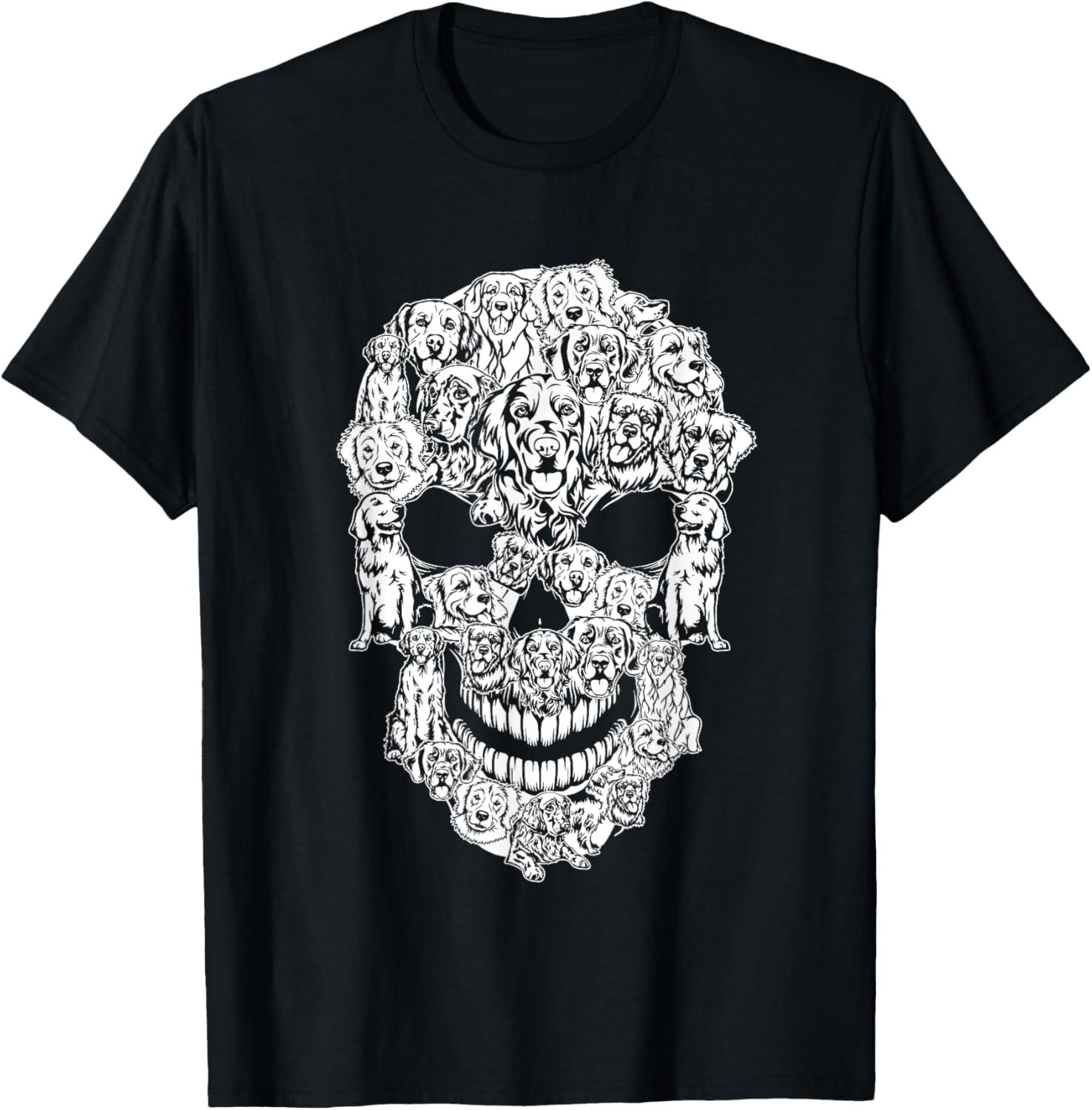 Matching Family Golden Retriever Dog Skull Costume Halloween T-Shirt - T-Shirt | Black