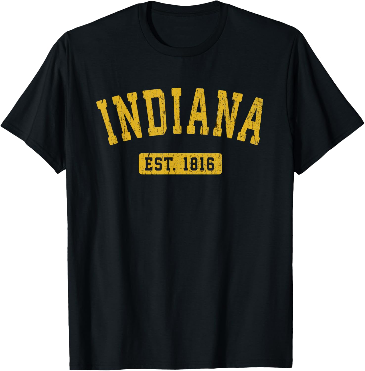 Indiana Classic Vintage Yellow Text Est. 1816 T-Shirt - T-Shirt | Black