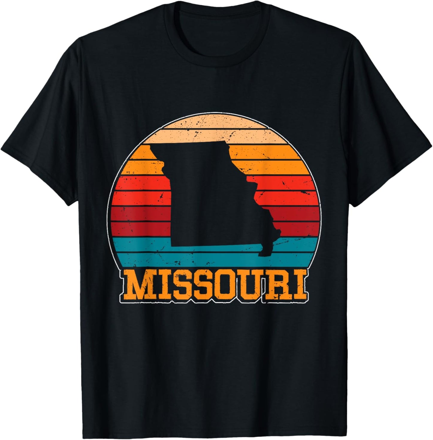 Missouri Retro Vintage Sunset US State Missouri Silhouette T-Shirt - T-Shirt | Black