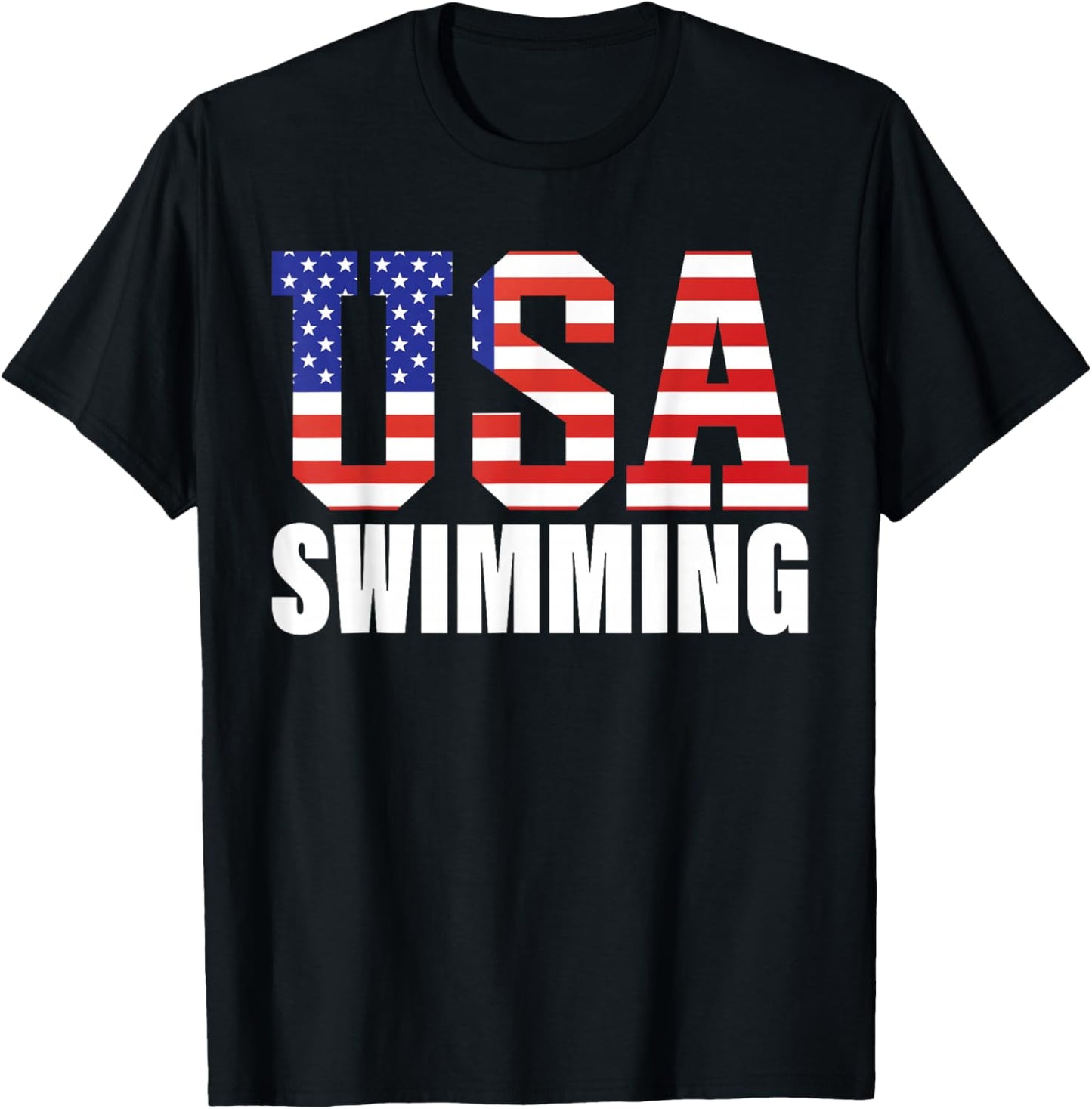 Swimming - USA America Flag & Swimmer - Swimming T-Shirt - T-Shirt | Black