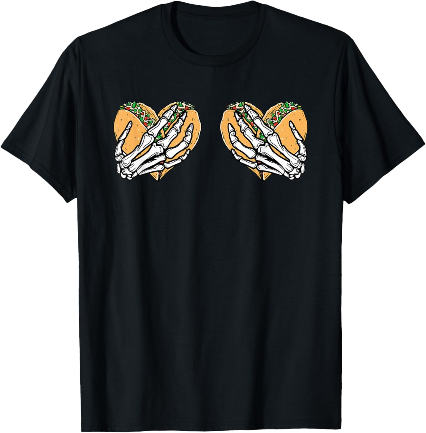 Funny Cinco De Mayo Taco Boobs Skull hands T-Shirt - T-Shirt | Black