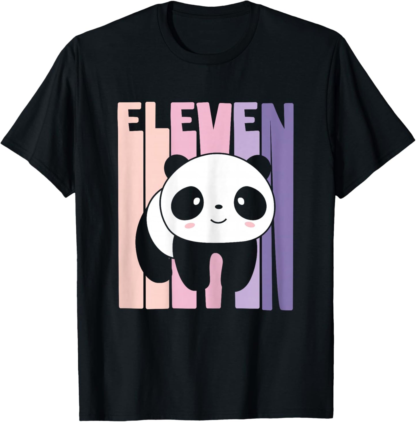 11th Birthday Girl Cute Panda Panda Bear 11 Years Old T-Shirt - T-Shirt | Black