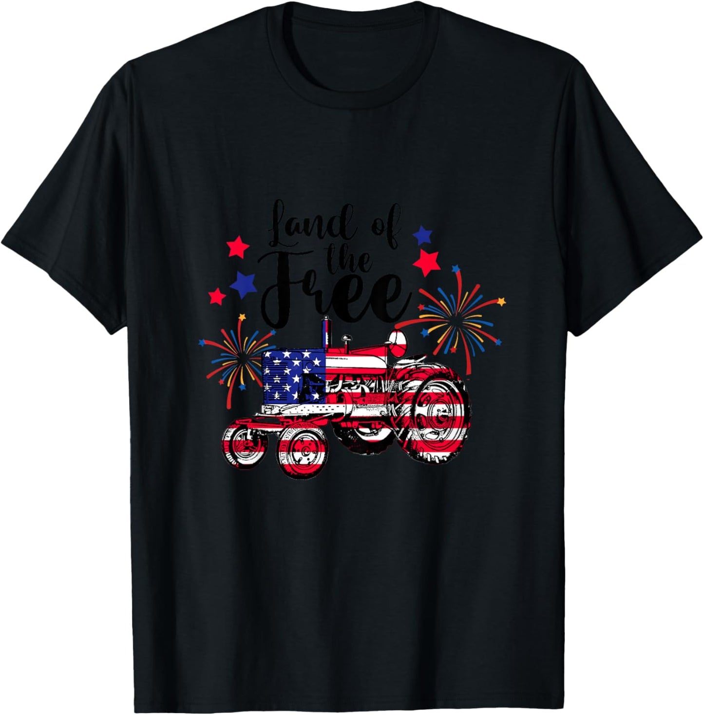 Land Of Free Cute Tractor Farmer Farm 4th Of July Toddler T-Shirt - T-Shirt | Black
