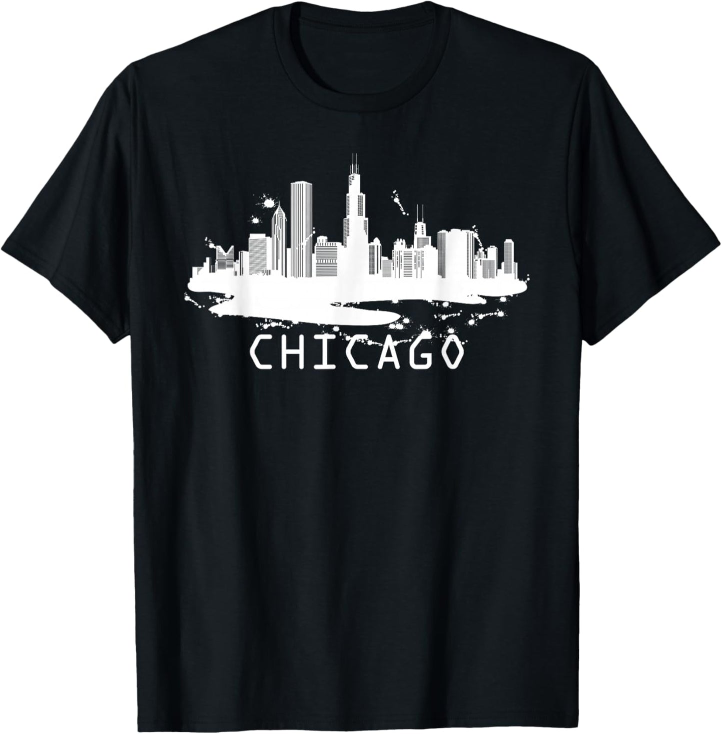 Chicago Cityscape - Chicago Illinois Skyline T-Shirt - T-Shirt | Black