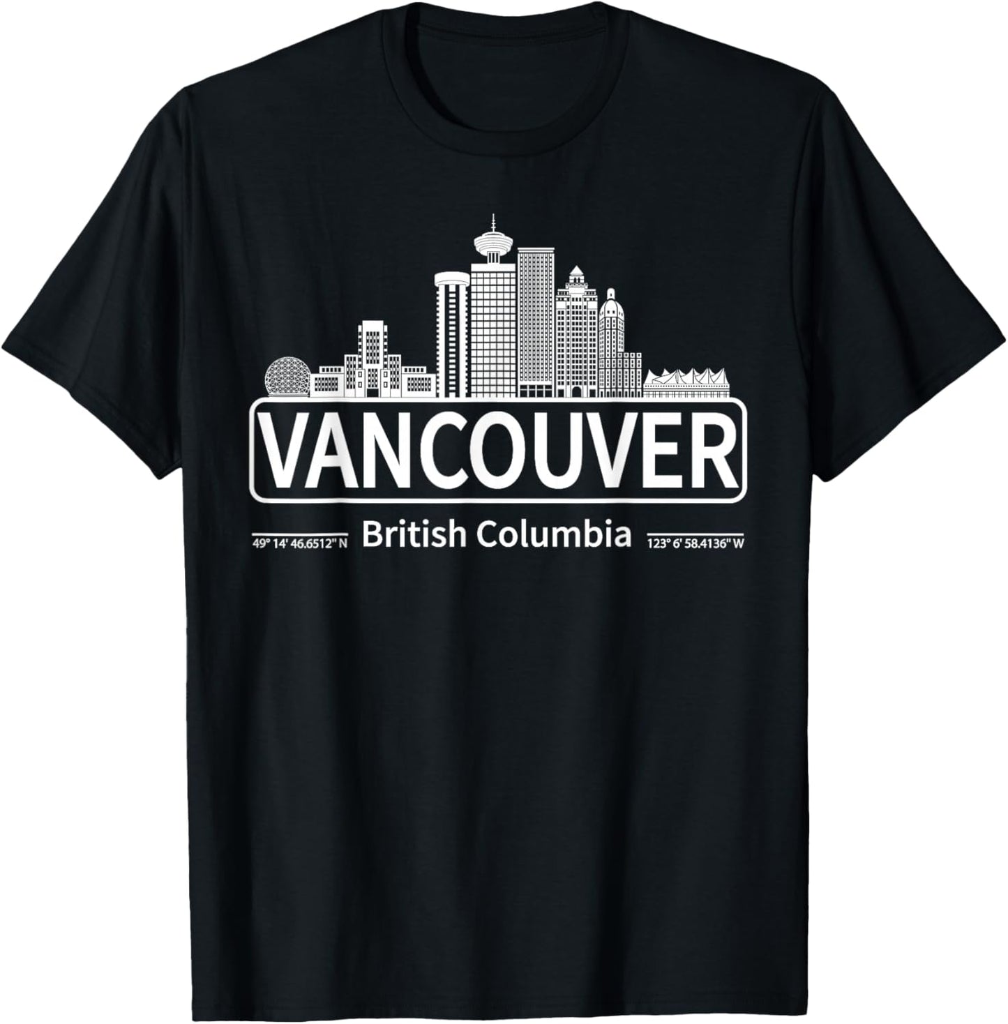 Vancouver British Columbia Skyline Travel to Vancouver Love T-Shirt - T-Shirt | Black