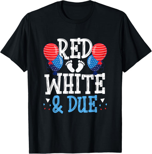 Red white and Due baby announcement 4th of july T-Shirt - T-Shirt | Black