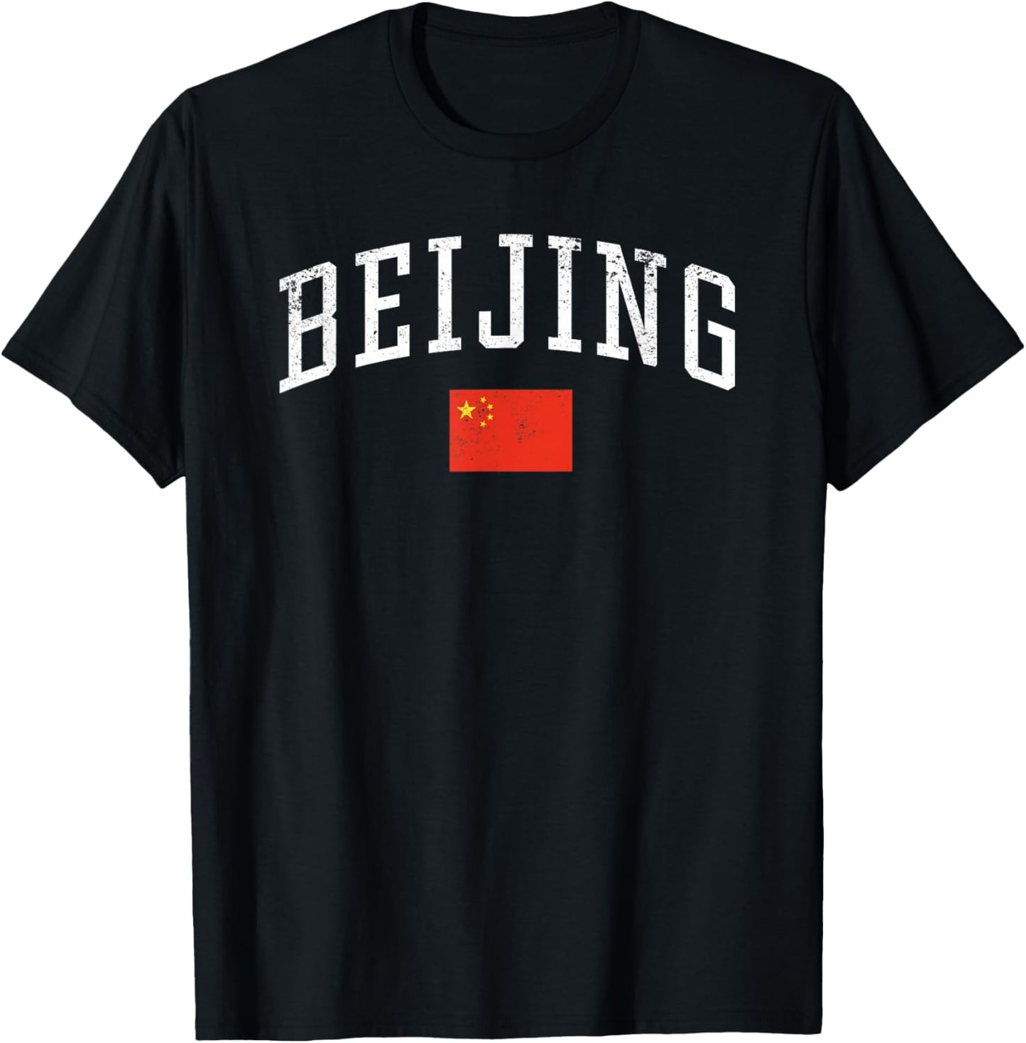 Vintage Beijing China Country Flag Souvenir Vacation T-Shirt - T-Shirt | Black