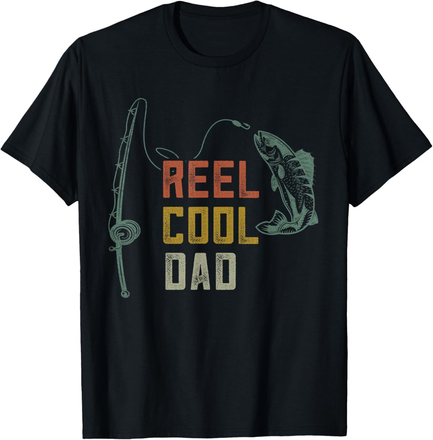 Reel Cool Dad Fishing Shirts, Funny Fathers Day Fisher Daddy T-Shirt - T-Shirt | Black