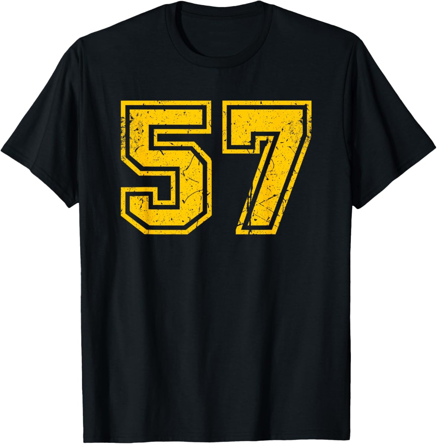 Number #57 Sport Yellow Vintage Number T-Shirt - T-Shirt | Black