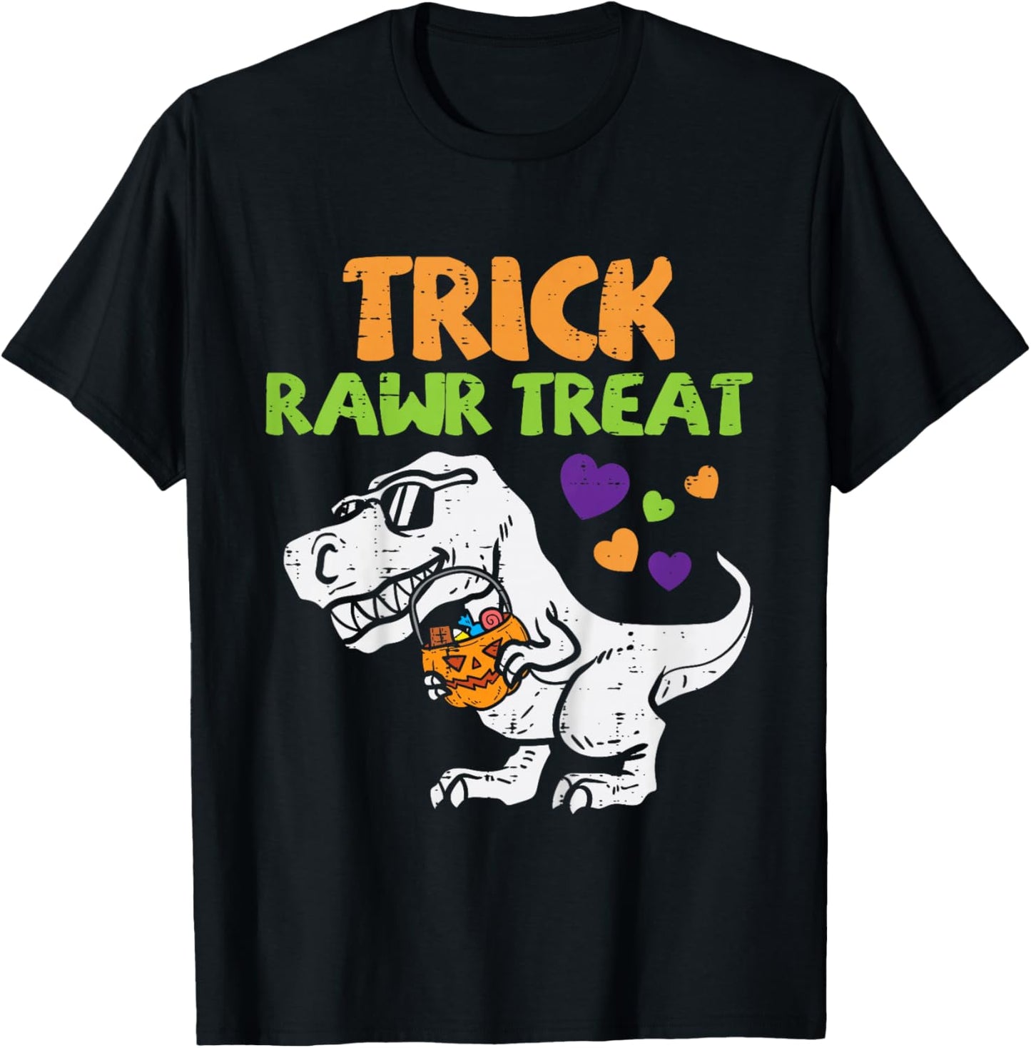 Kids Trick Rawr Treat Dinosaur Trex Toddler Boys Halloween Kids T-Shirt - T-Shirt | Black