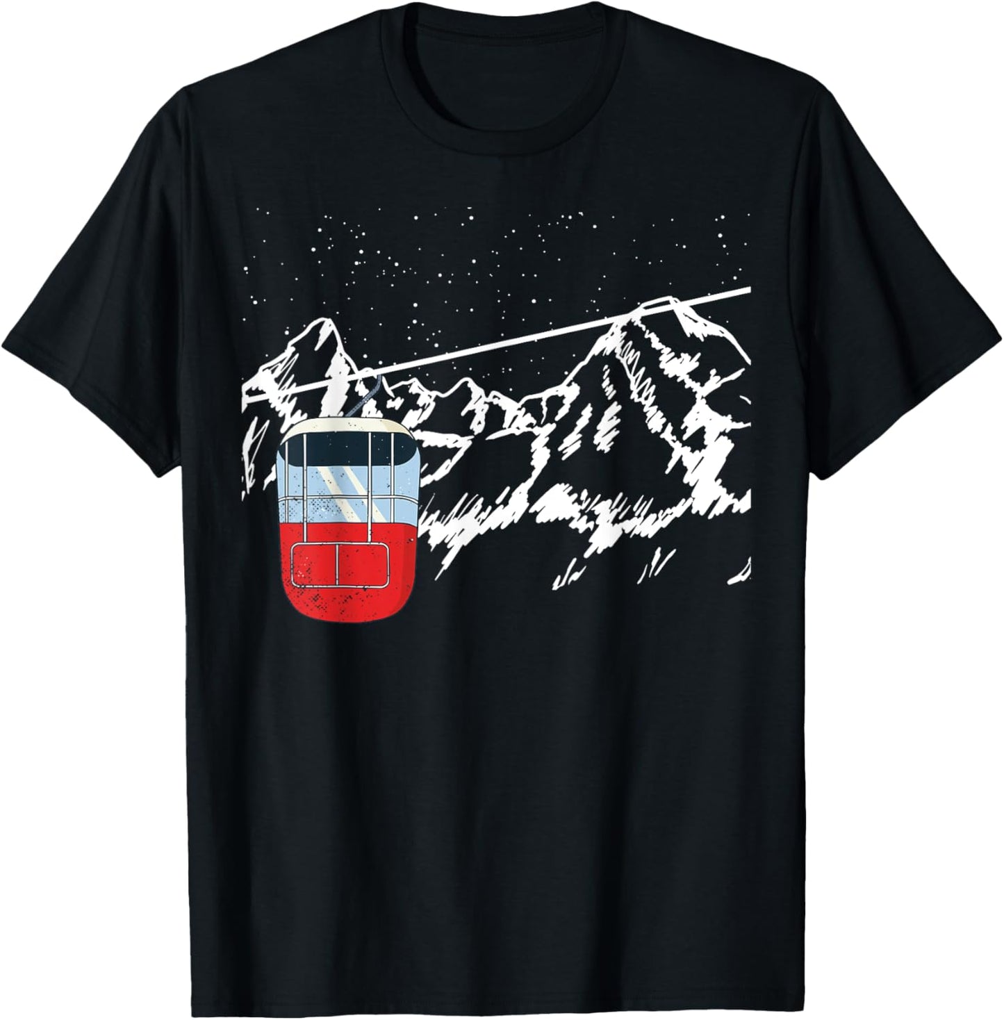 Ski lift gondola, mountains, cable run, cable railway T-Shirt - T-Shirt | Black