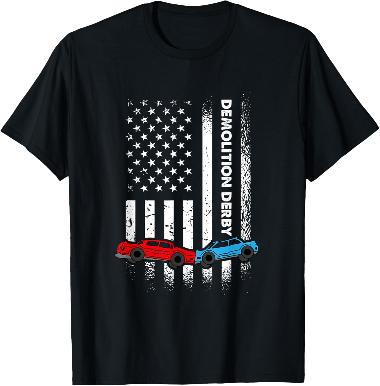 US Flag Demolition Derby, American Demo Derby Season T-Shirt - T-Shirt | Black