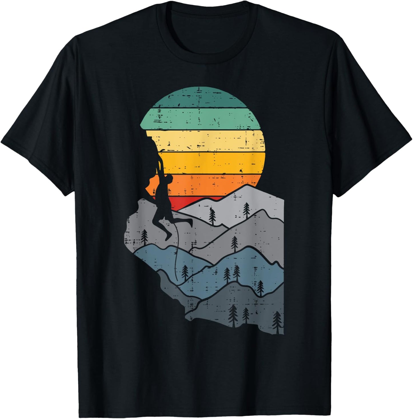 Mountain Climbing Retro Climber Mountaineer Men Women Kids T-Shirt - T-Shirt | Black