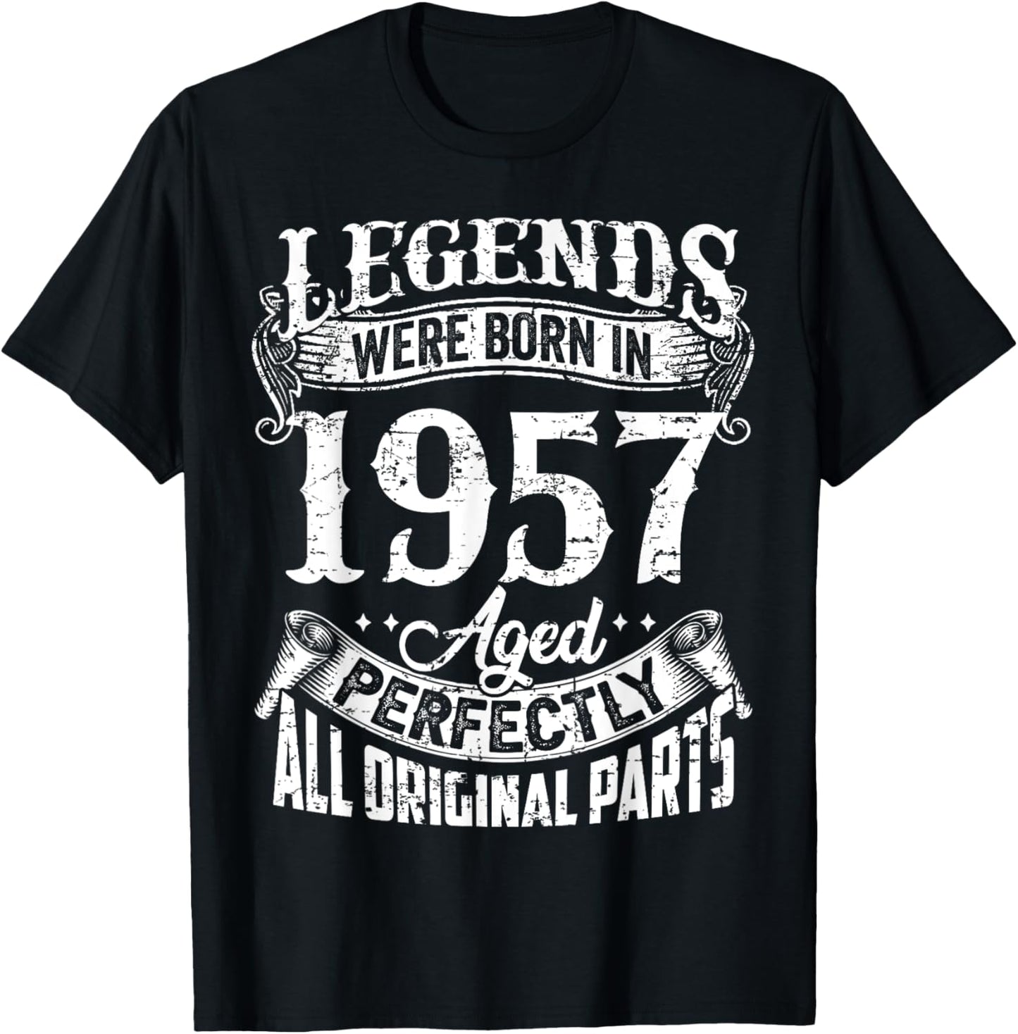 65 Years Old Vintage Legends Born In 1957 65th Birthday T-Shirt - T-Shirt | Black