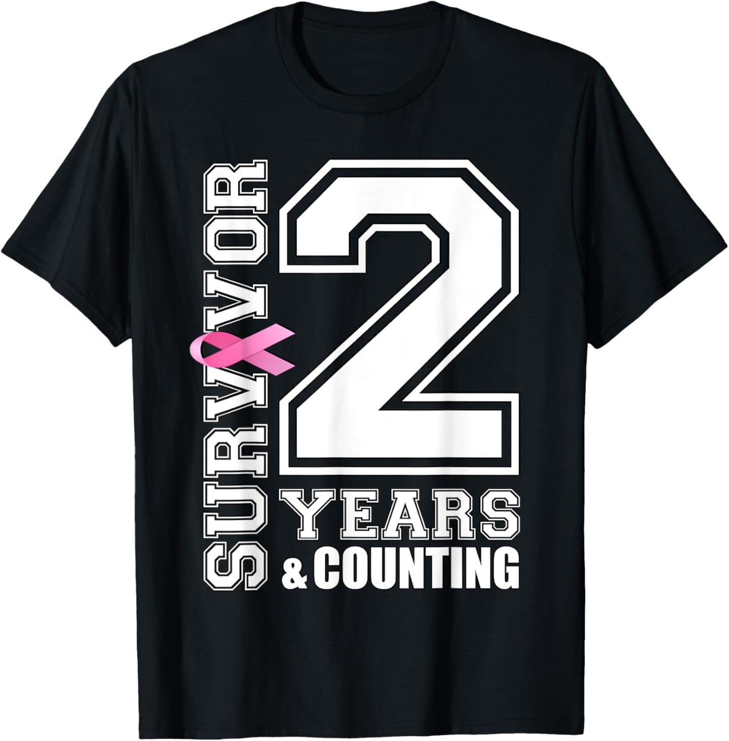 2 Years Breast Cancer Survivor Pink Ribbon Gifts T-Shirt - T-Shirt | Black