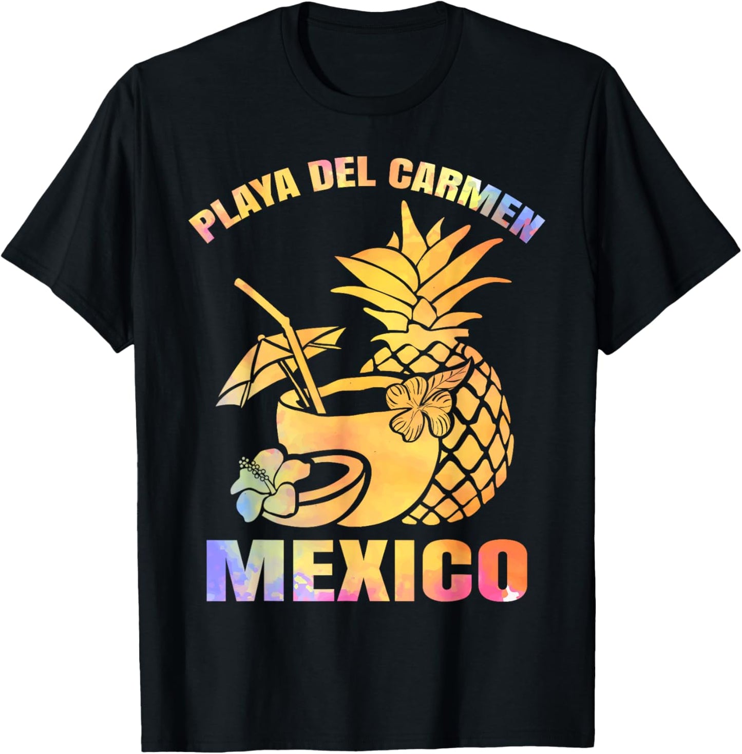 Summer Vacation Retro Sunset Mexico Playa Del Carmen Beach T-Shirt - T-Shirt | Black