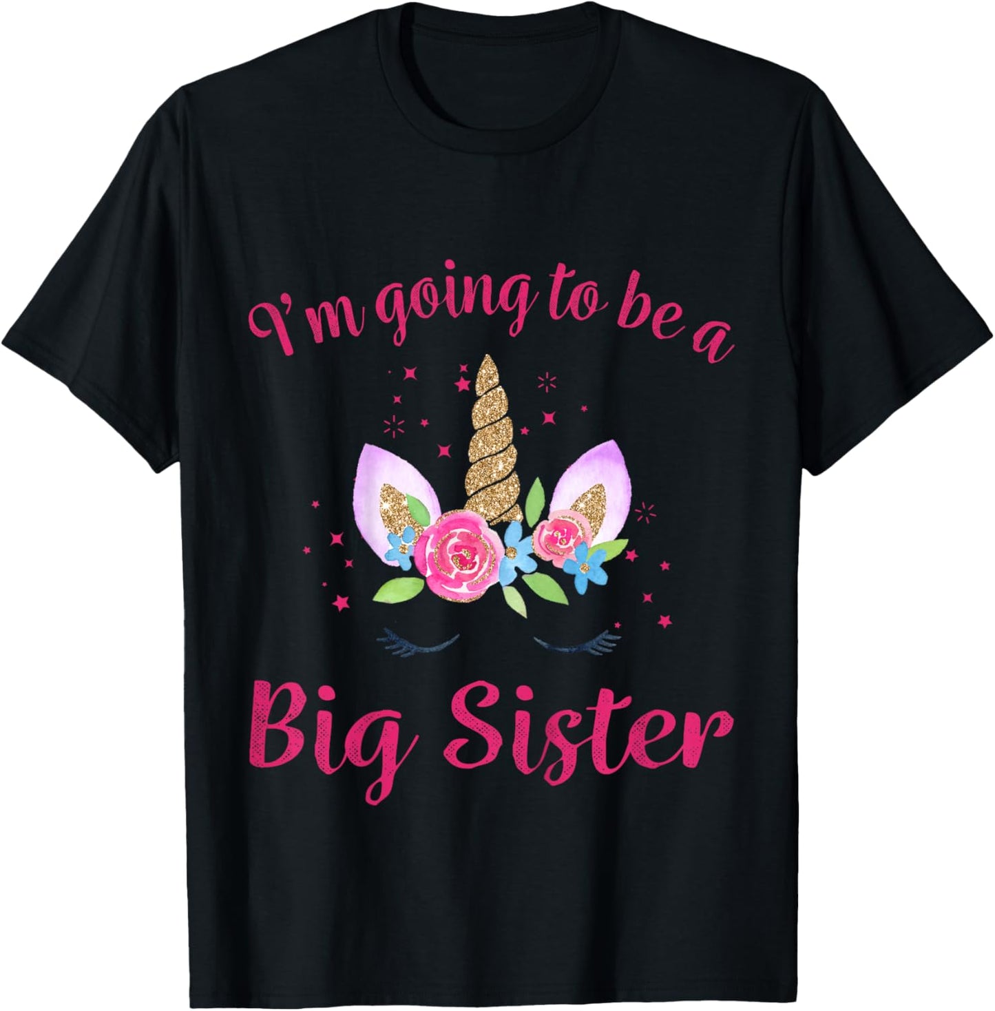 Kids Big Sister Unicorn I'm Going to be a Big Sister T-Shirt - T-Shirt | Black
