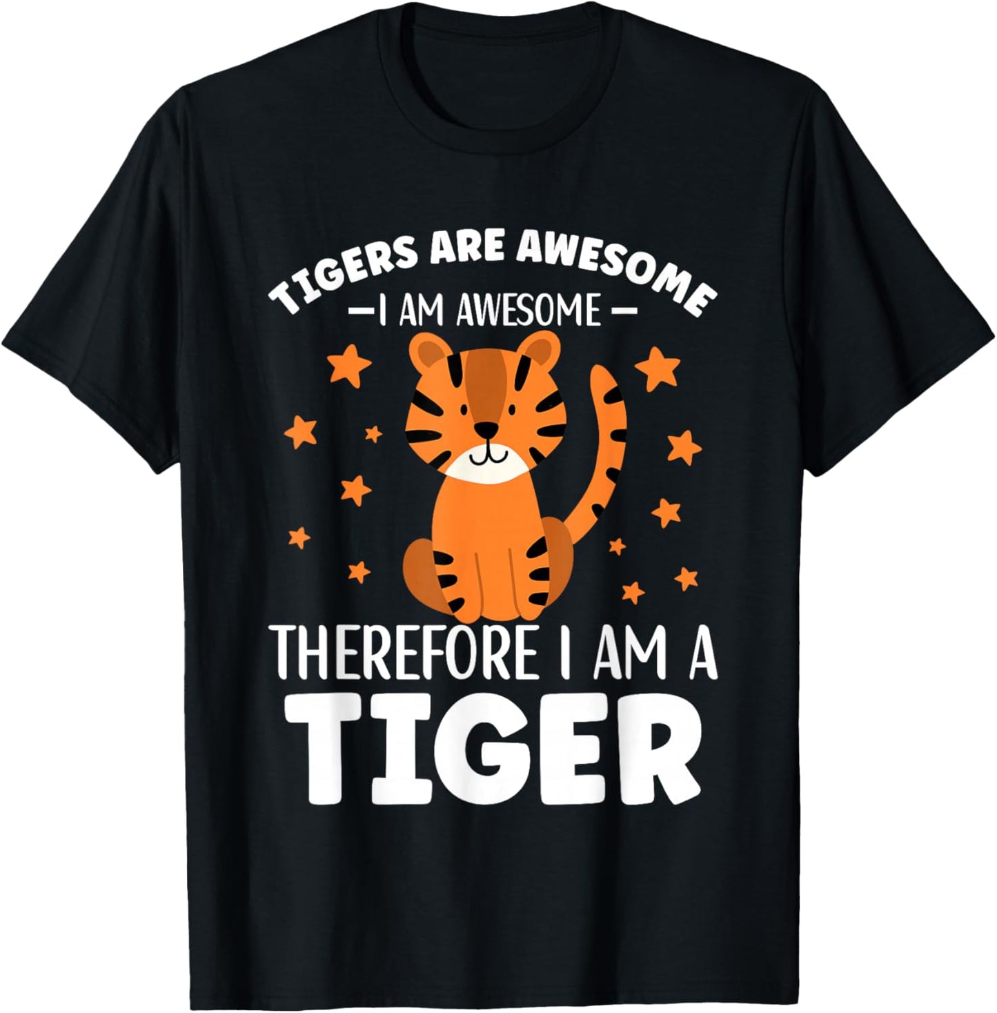 Tigers Are Awesome Cartoon Tiger for Kids Toddlers T-Shirt - T-Shirt | Black