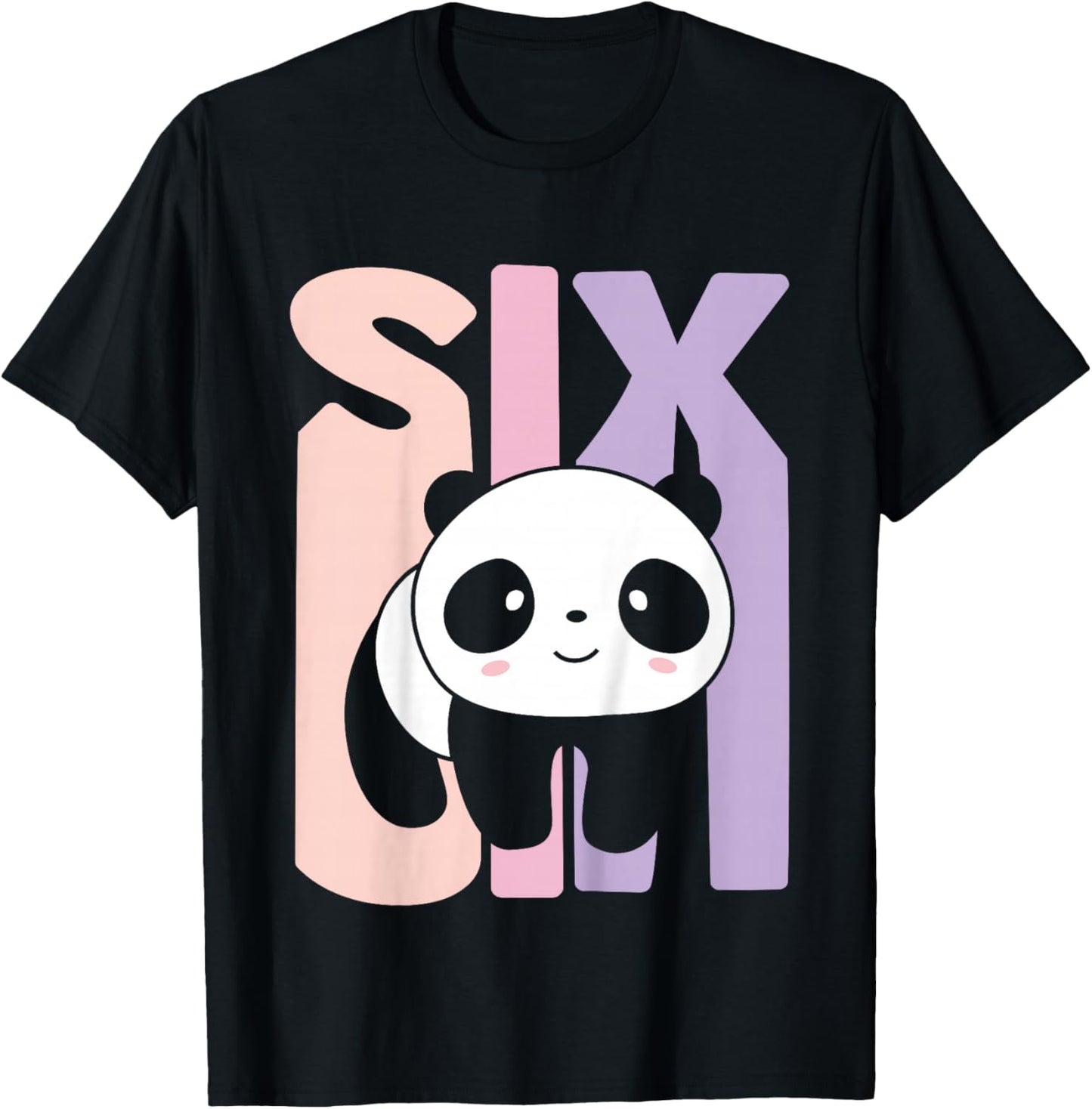 6 Year Old Cute Panda Birthday Girl 6th B-day T-Shirt - T-Shirt | Black