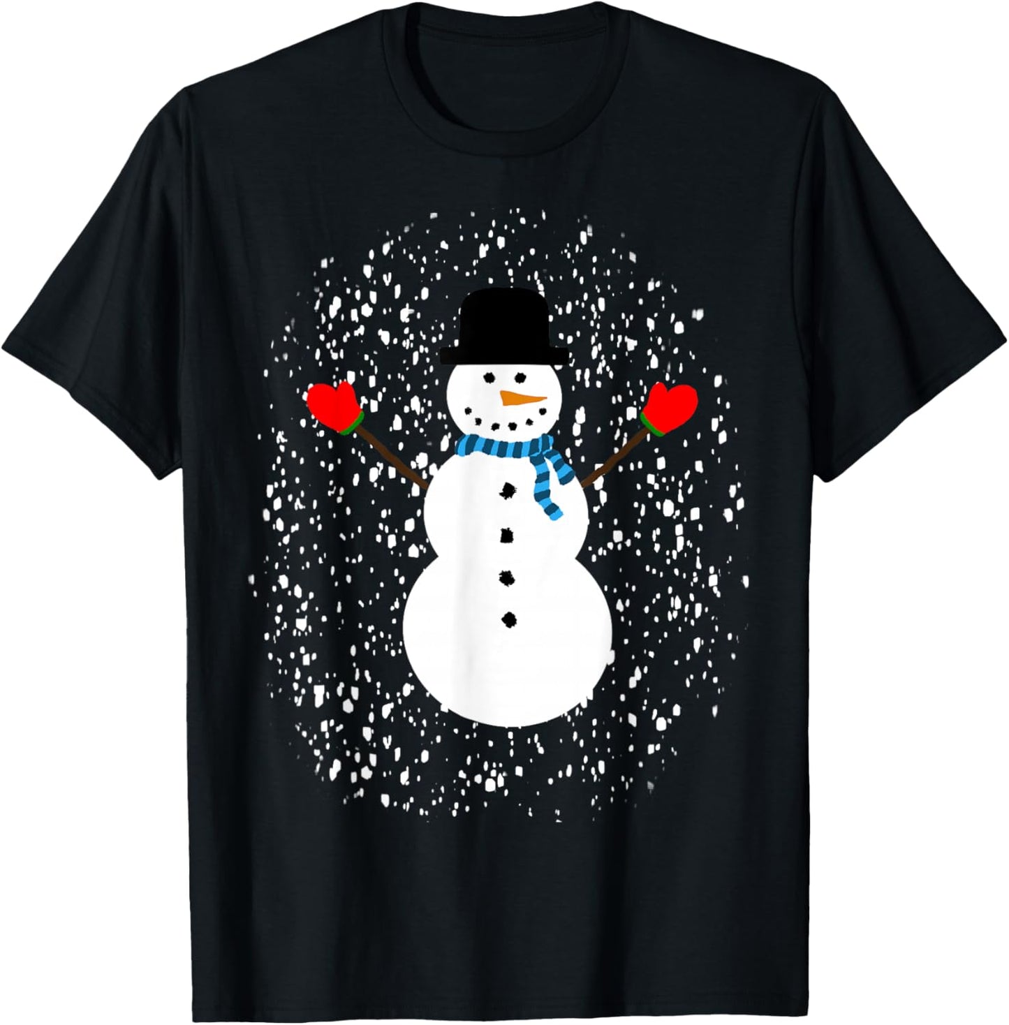 Biz Designs: Cute Snowman in a Snowy Winter Wonderland T-Shirt - T-Shirt | Black