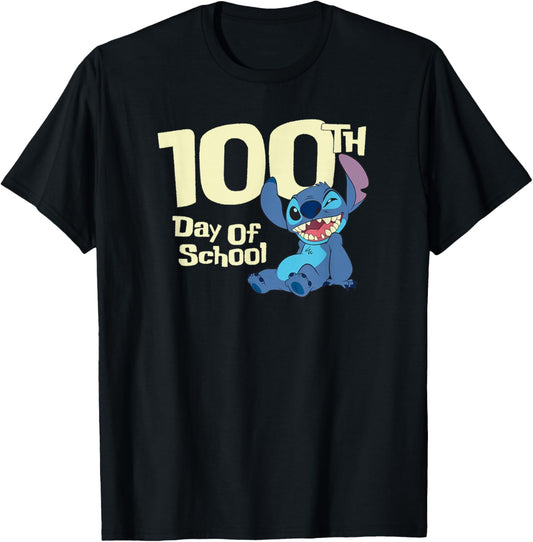 Disney Lilo & Stitch 100th Day of School Wink T-Shirt - T-Shirt | Black