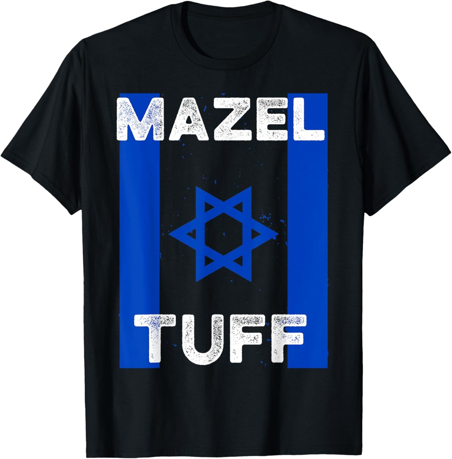 Mazel Tuff Strong Funny Jewish Work Out Gym Hanukkah Flag T-Shirt - T-Shirt | Black