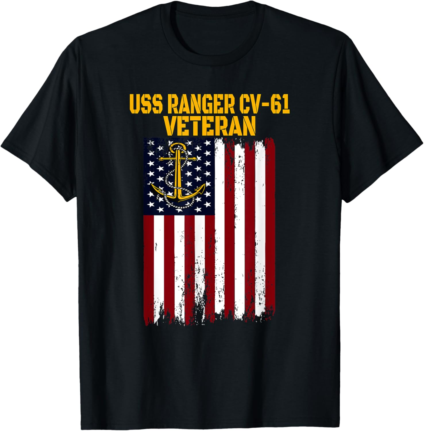USS Ranger CV-61 CVA-61 Aircraft Carrier Veteran's Day T-Shirt - T-Shirt | Black