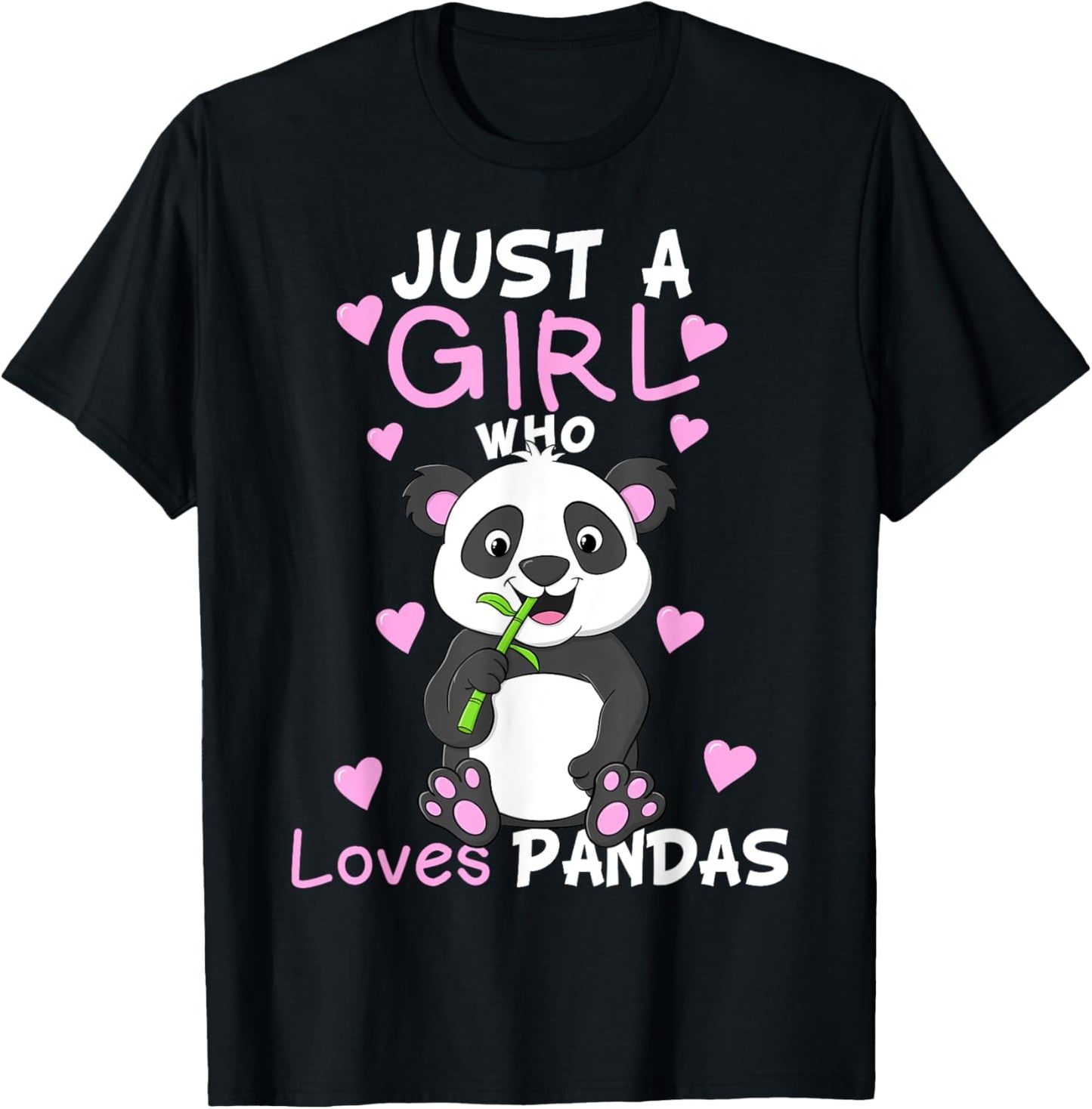 Just A Girl Who Loves Pandas Fun Cute Baby Panda Lover Gift T-Shirt - T-Shirt | Black