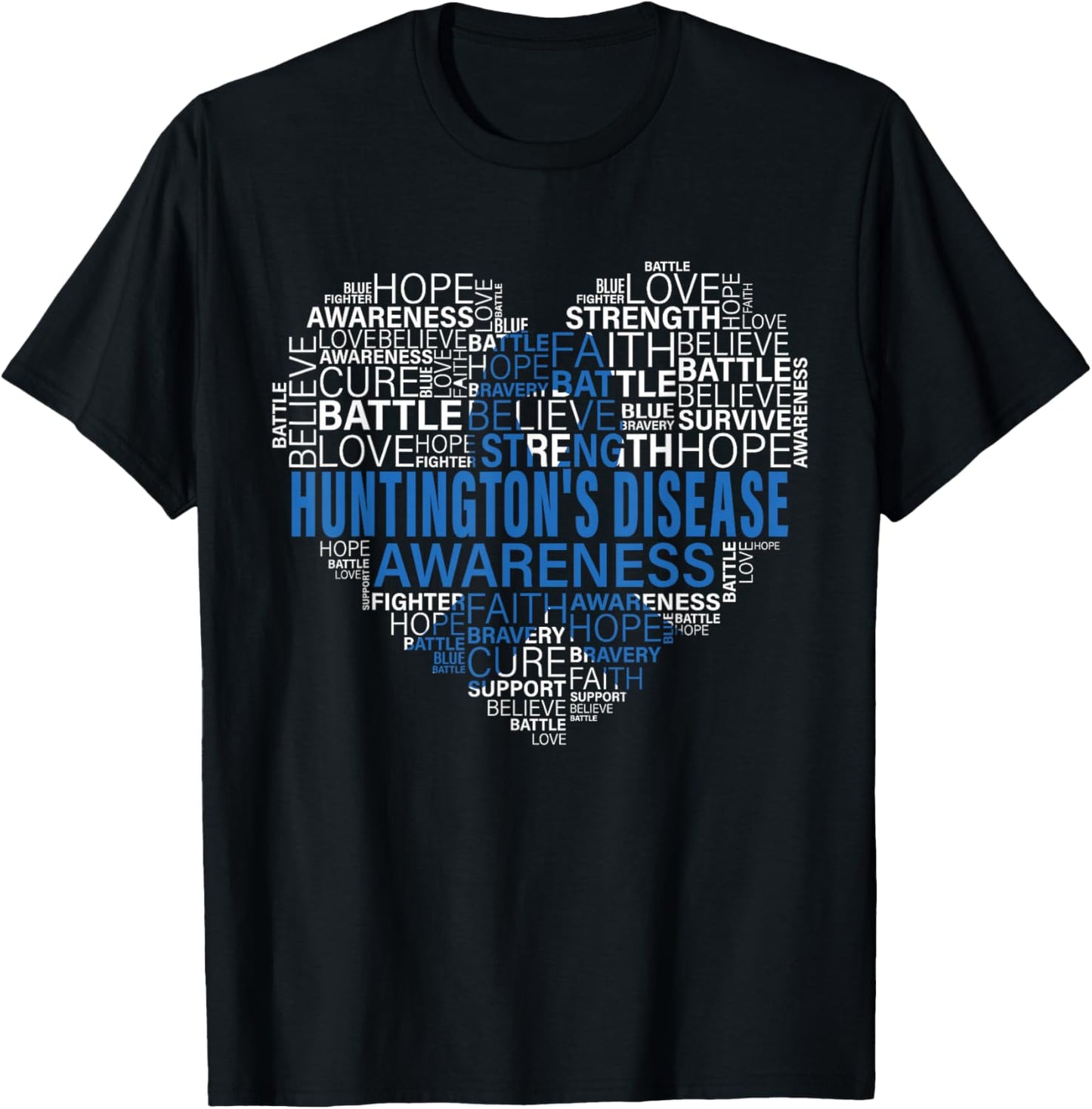 Huntington's Disease Awareness Hope Support Strong Warrior T-Shirt - T-Shirt | Black