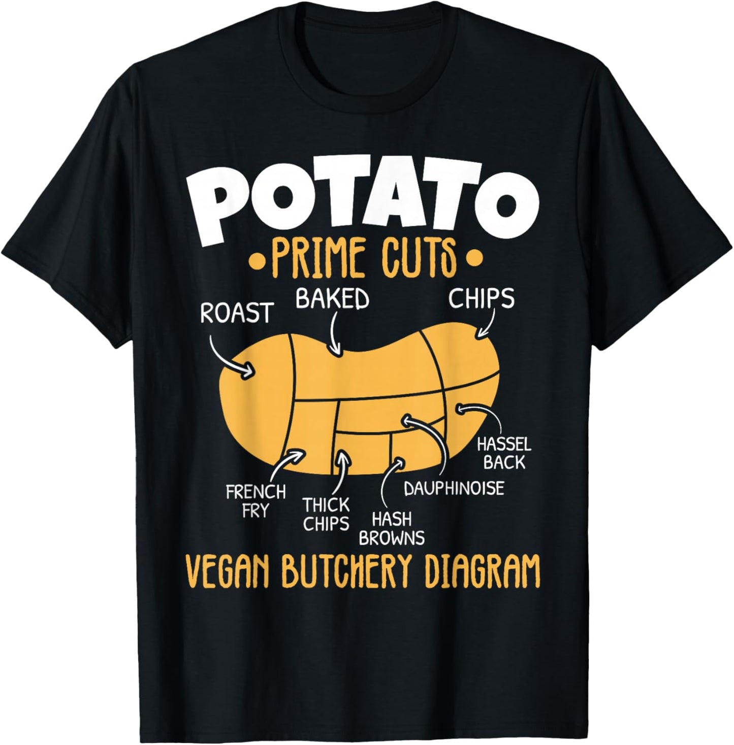 Potato Prime Cuts Spud Life Vegan French Fries Tater Tots T-Shirt - T-Shirt | Black