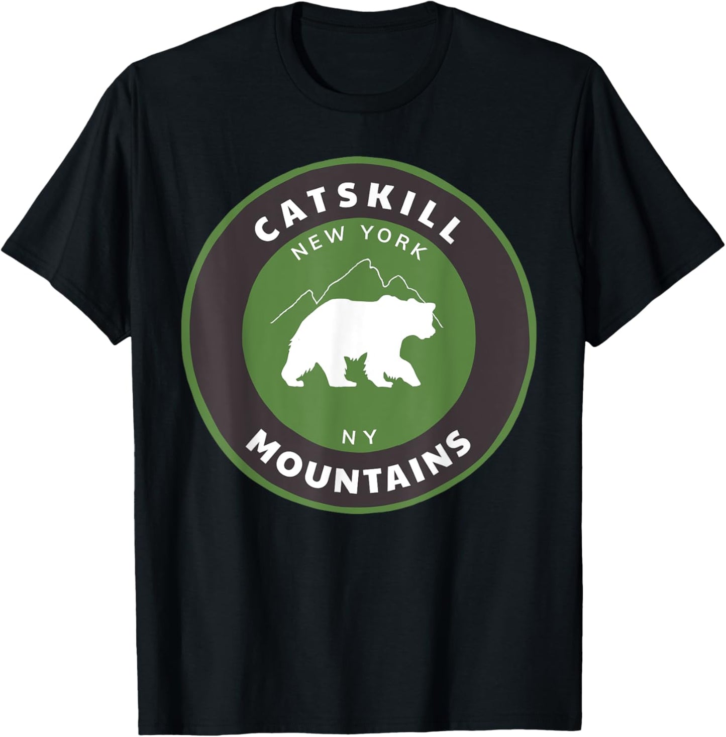 Catskill Mountains New York Forest NY Hiking Bear T-Shirt - T-Shirt | Black