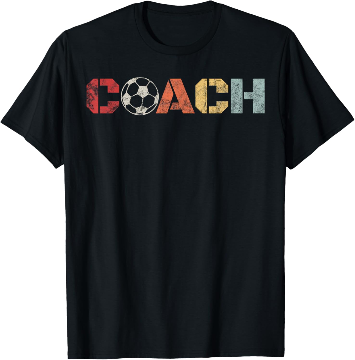 Soccer Coach Retro Vintage Instructional Soccer Ball Staff T-Shirt - T-Shirt | Black
