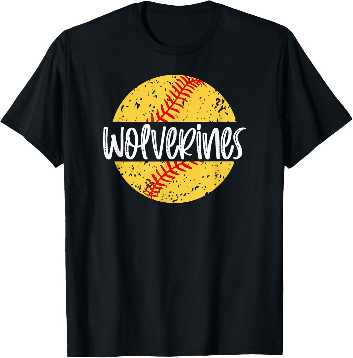 Wolverines Softball Team Mascot School Spirit Game Day T-Shirt - T-Shirt | Black