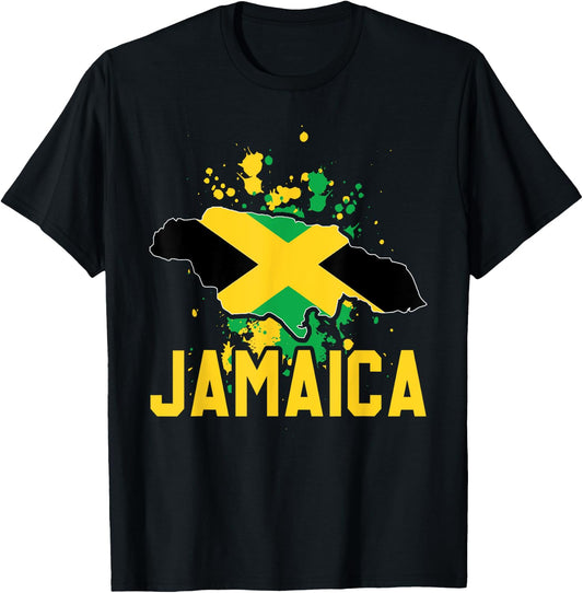 Jamaica Retro Vintage Watercolors Sport Jamaican Flag T-Shirt - T-Shirt | Black