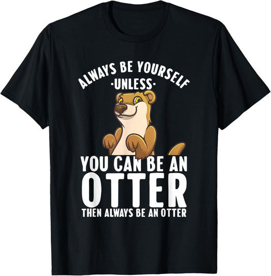 Cute Otter Design Women Sea River Otter Wild Animal T-Shirt - T-Shirt | Black