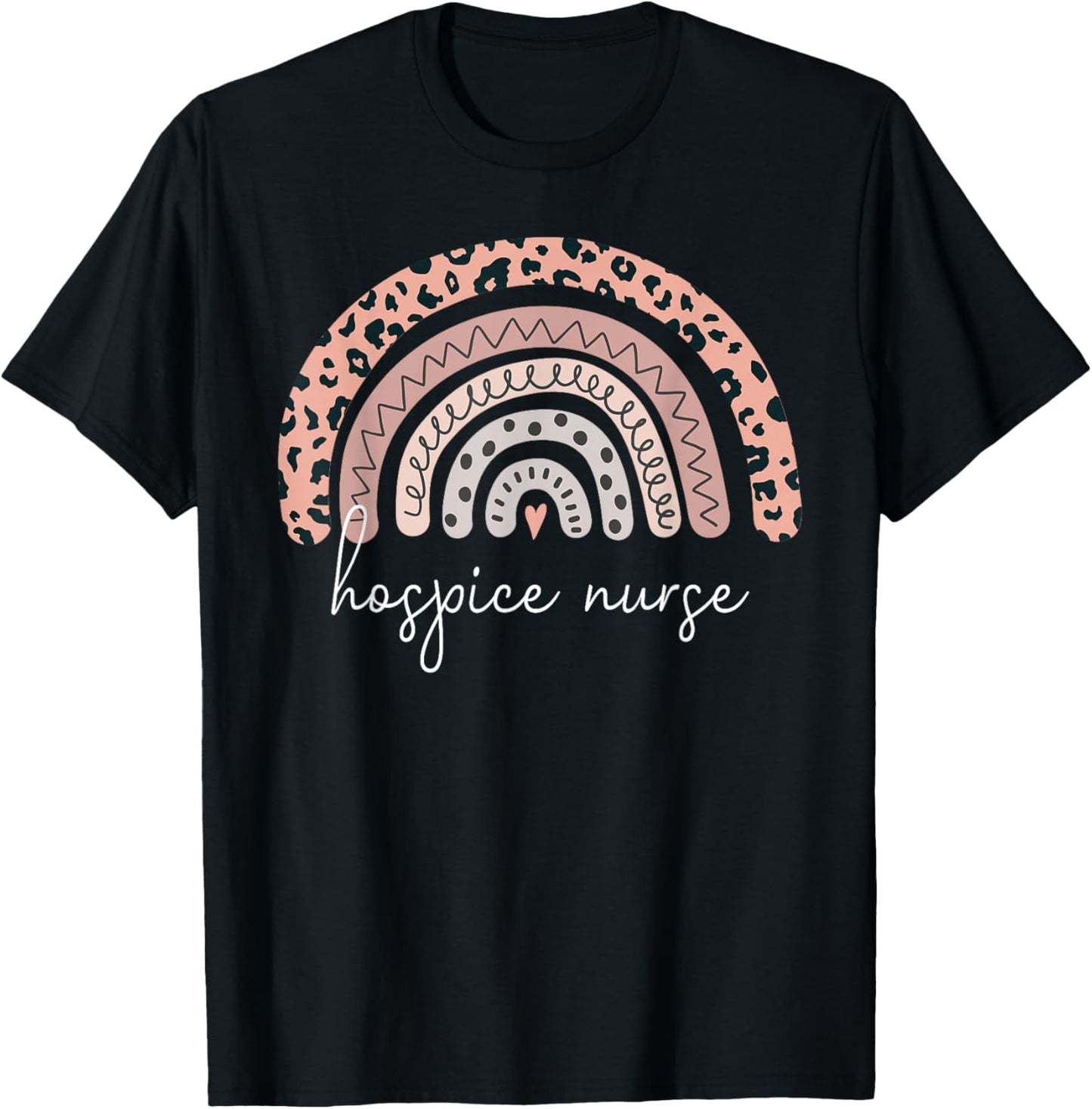 Hospice Nurse Leopard Rainbow Graduation Medical Nursing RN T-Shirt - T-Shirt | Black