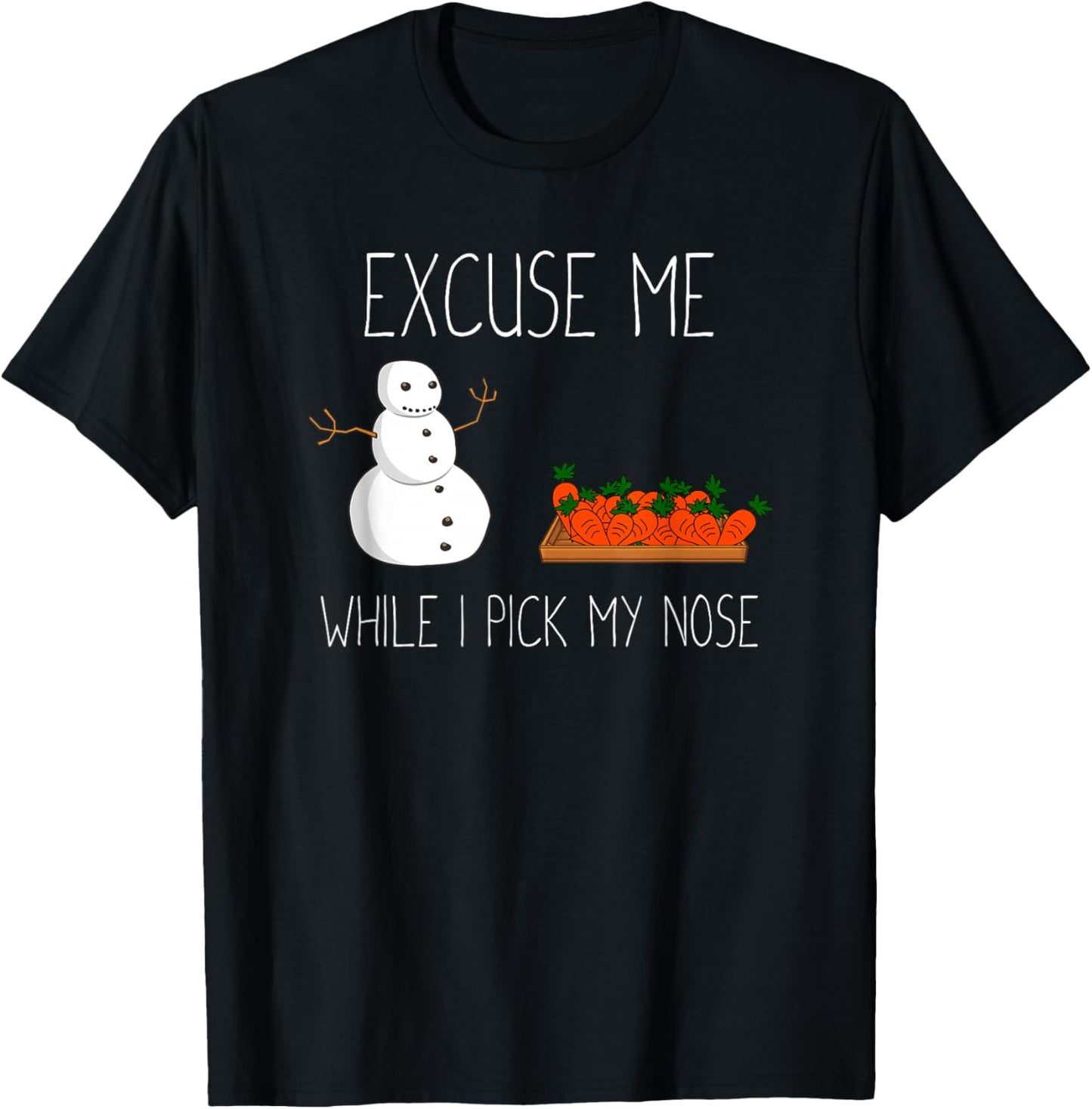 Snowman Picking Nose. Funny Christmas Pun. Boys Men Xmas T-Shirt - T-Shirt | Black