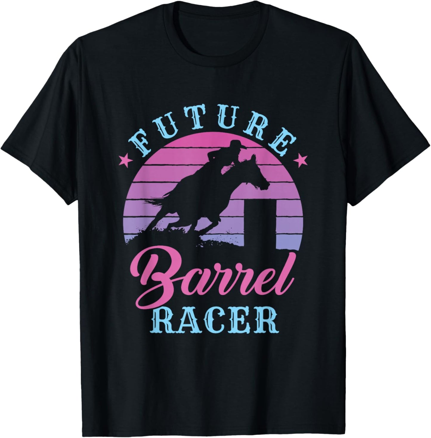 Future Barrel Racer Cute Cowgirl Western Barrel Racing Girls T-Shirt - T-Shirt | Black
