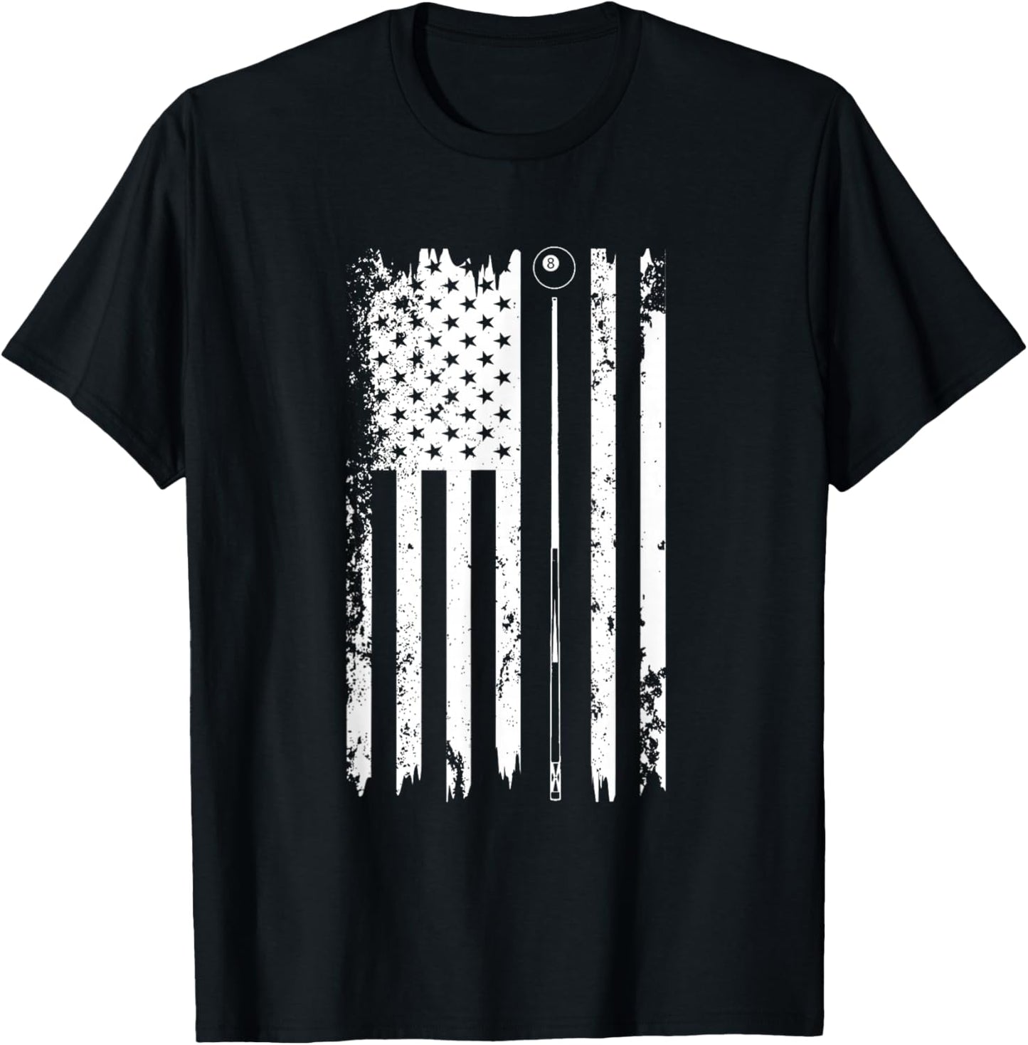 American Flag Billiard Vintage Pool Balls Player T-Shirt - T-Shirt | Black