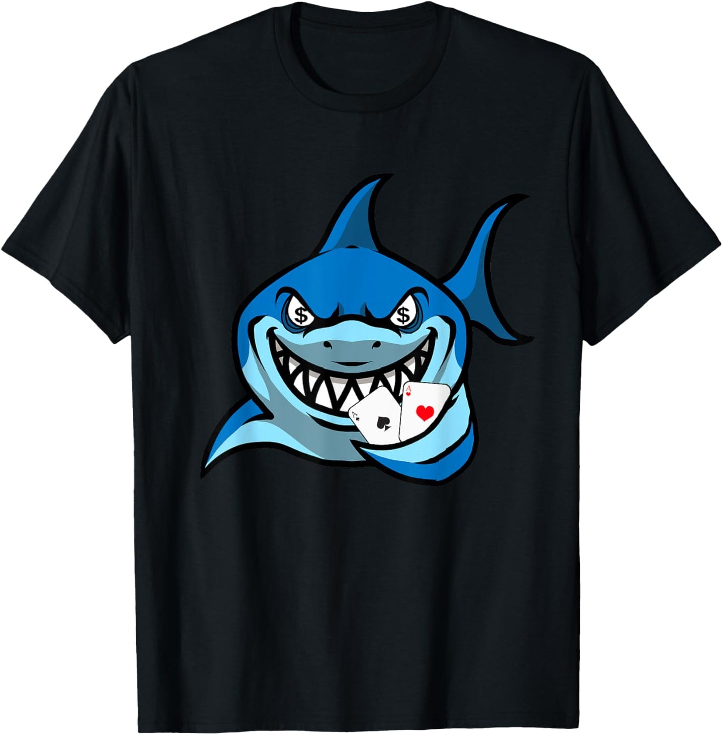 Poker Ace Of Spades Hearts Shark - Texas Hold'Em Poker T-Shirt - T-Shirt | Black