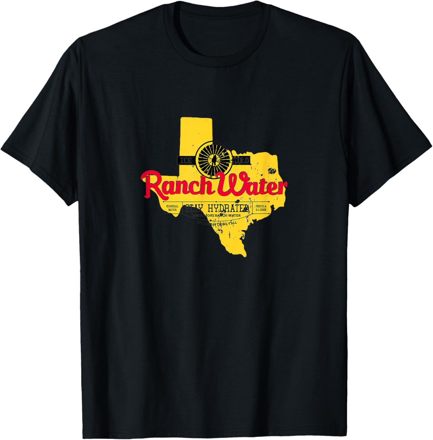 Drink Water Ranch Proud Vintage Texas Pride T-Shirt - T-Shirt | Black