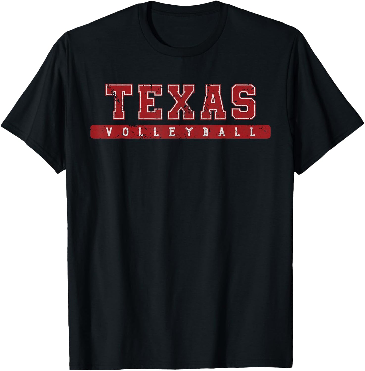 Texas Volleyball Red Vintage Text T-Shirt - T-Shirt | Black
