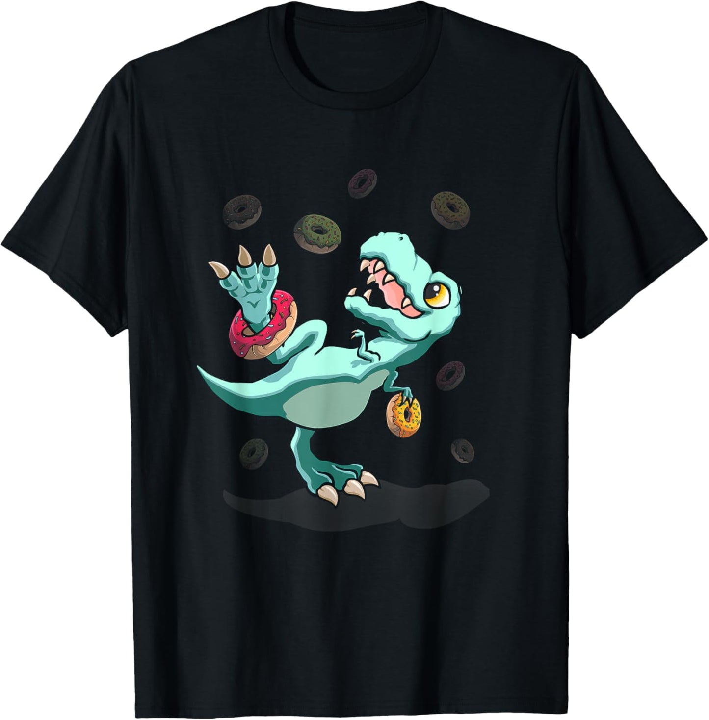 Dinosaur Donut Dino Doughnut Birthday Kids T-rex T-Shirt - T-Shirt | Black
