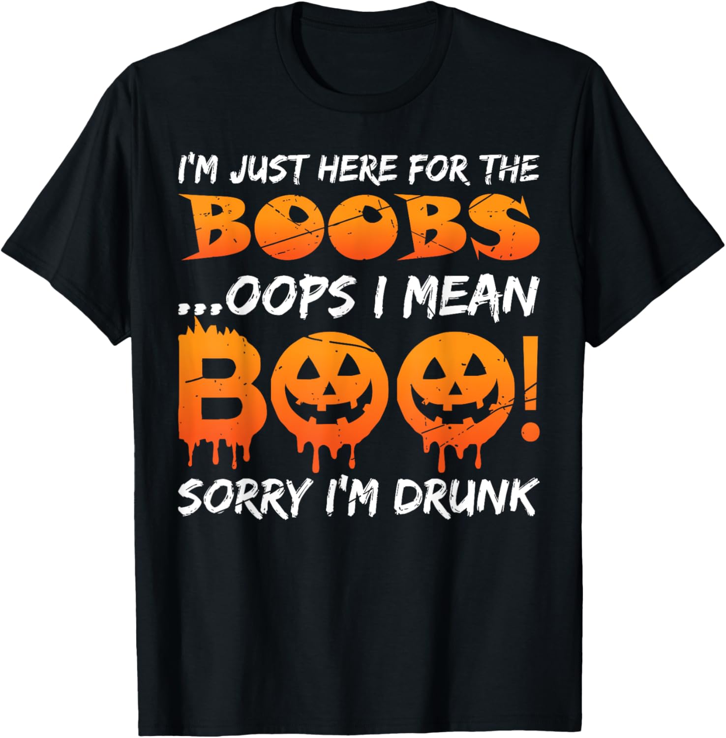 I'm Just Here For The Boobs Funny Halloween Beer Drinking T-Shirt - T-Shirt | Black