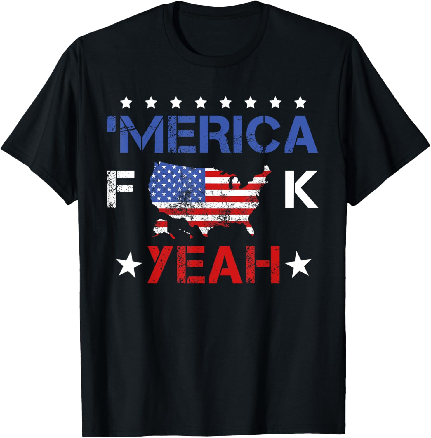 4th ofJuly America Fuck Yeah Funny T-Shirt - T-Shirt | Black