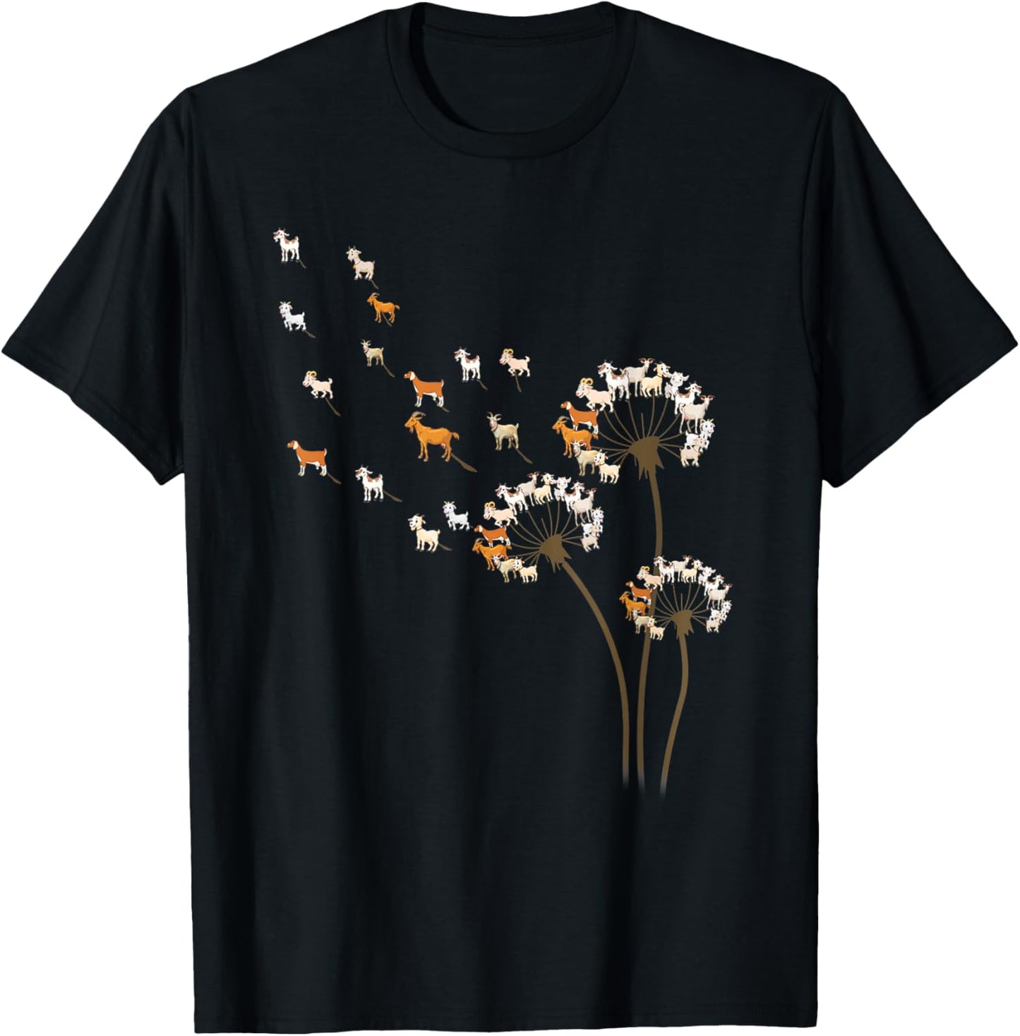Animal Lover Gifts Goat Dandelion Flower Women T-Shirt - T-Shirt | Black