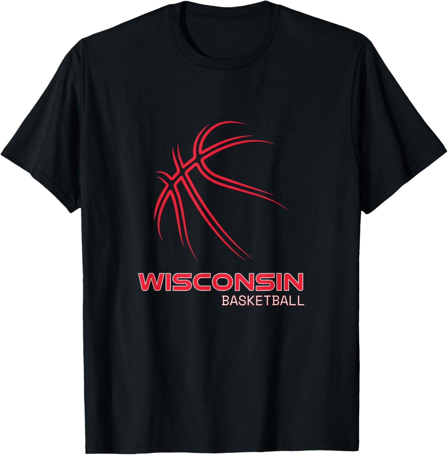 Basketball WI Love The Badger State Souvenir Wisconsin Hoops T-Shirt - T-Shirt | Black