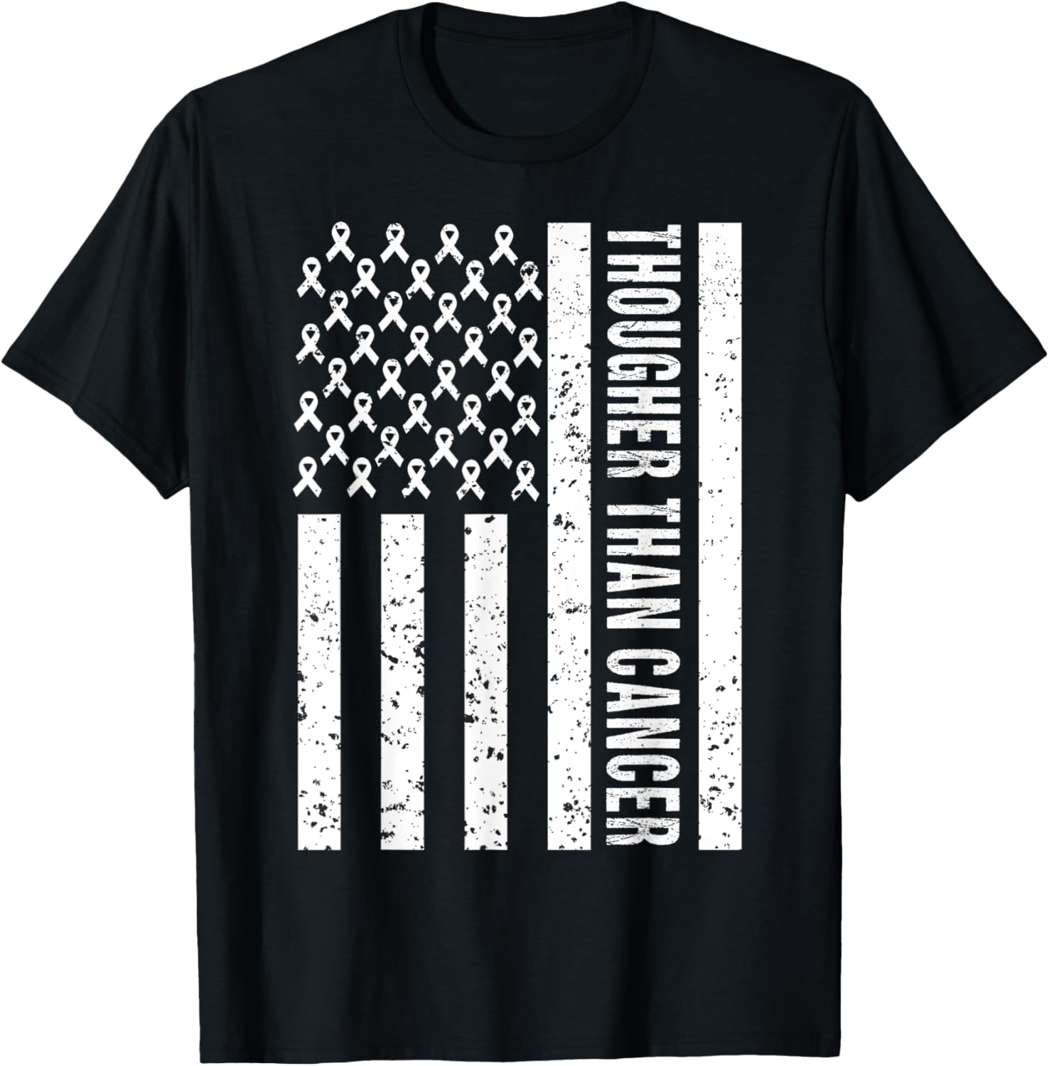 Cancer Survivors Day Shirt Tougher Than Cancer US Flag Cute T-Shirt - T-Shirt | Black