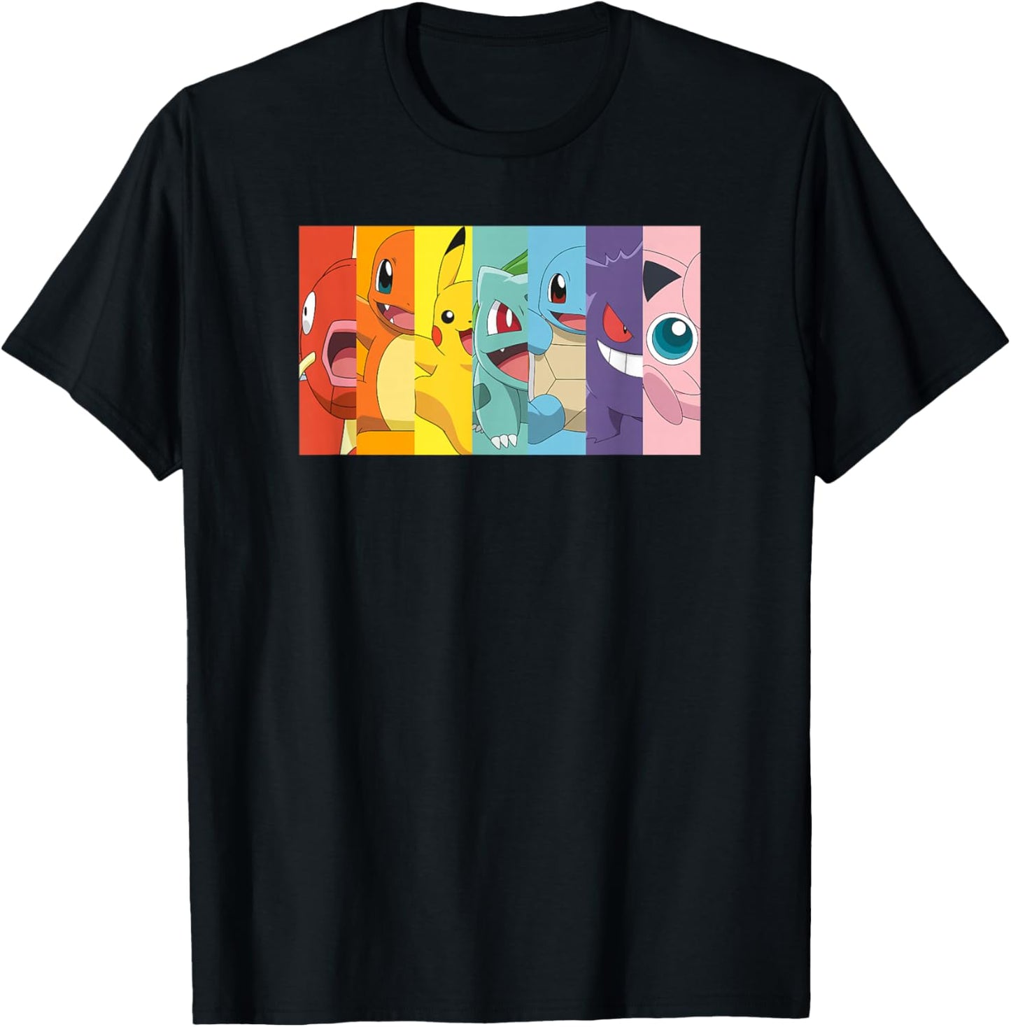 Pokémon Group Shot Poke Portrait Rainbow T-Shirt - T-Shirt | Black