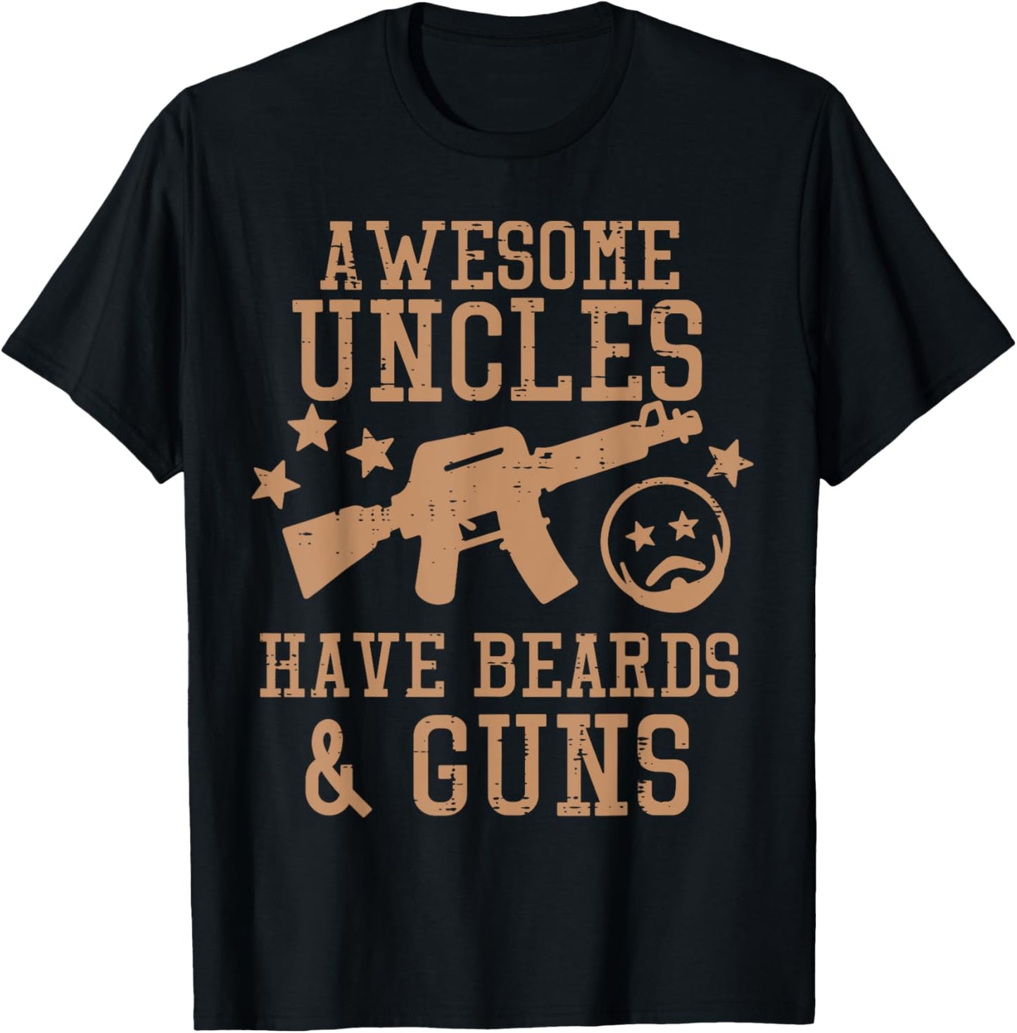 Awesome Uncles Have Beards And Guns Funny Fathers Day Men T-Shirt - T-Shirt | Black